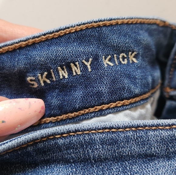 American Eagle Skinny Kick Jeans Stretchy Bootcut Mid Rise Size 4 Western Boho - Picture 6 of 11